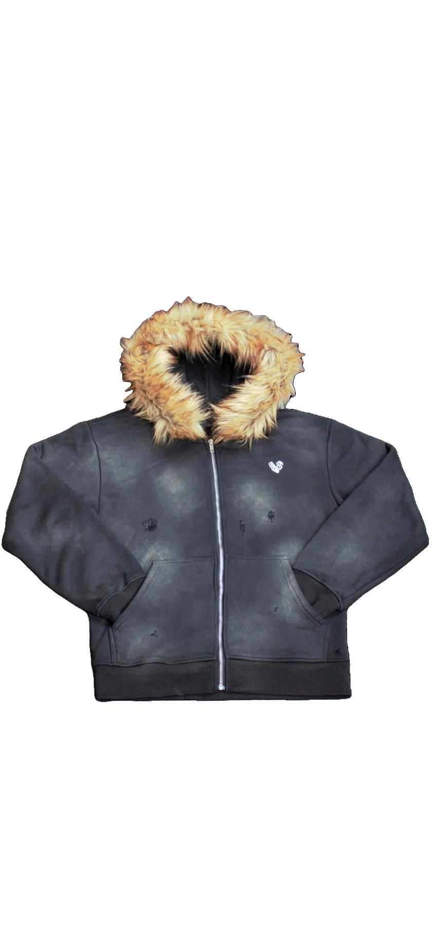 YAT Arctic Wash Zip Hoodie – Detachable Fur / Distressed Edition